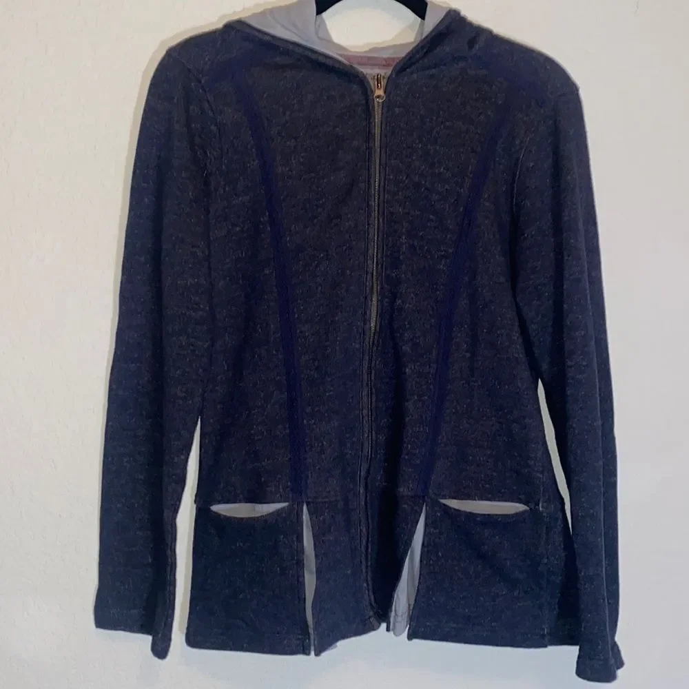 North river hoodie sweater boho hippie flare triangle peasant prairie m zip Gorp